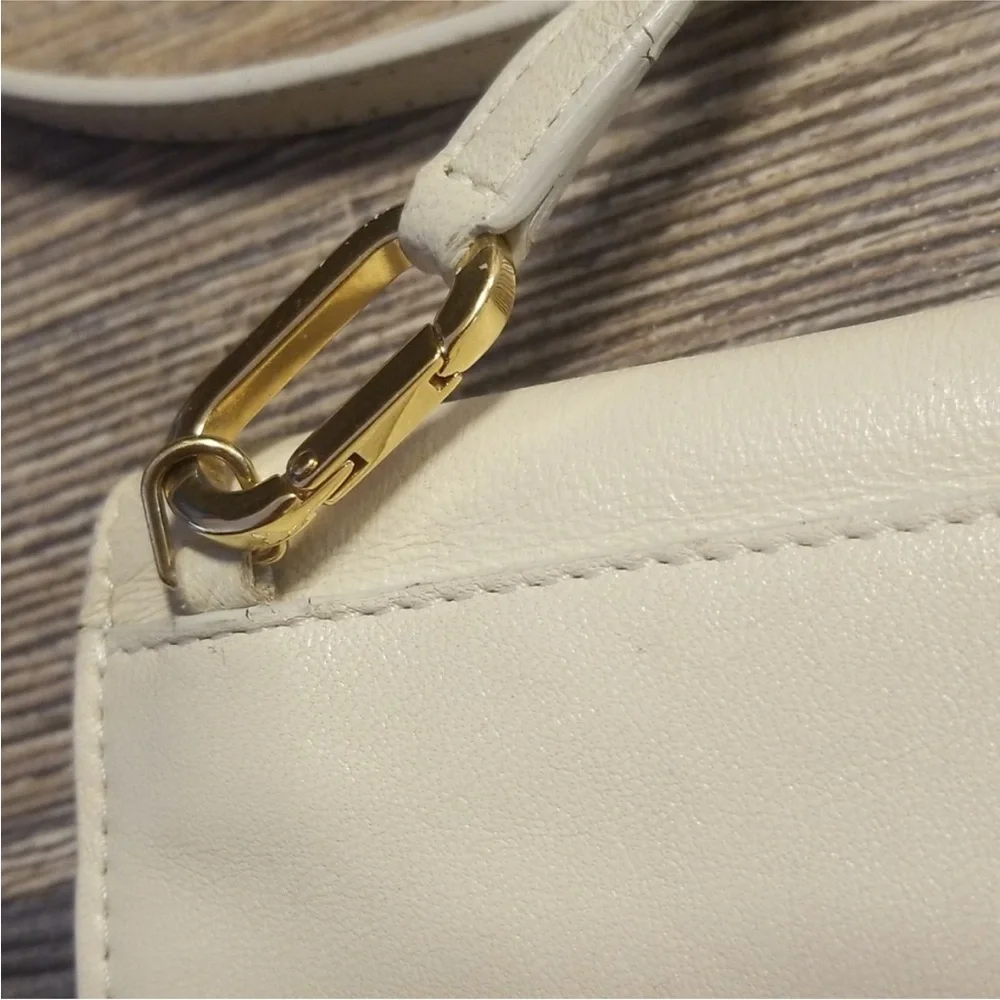 Chloé Chloe Gold Bow Cream Leather Clutch or Crossbody Bag